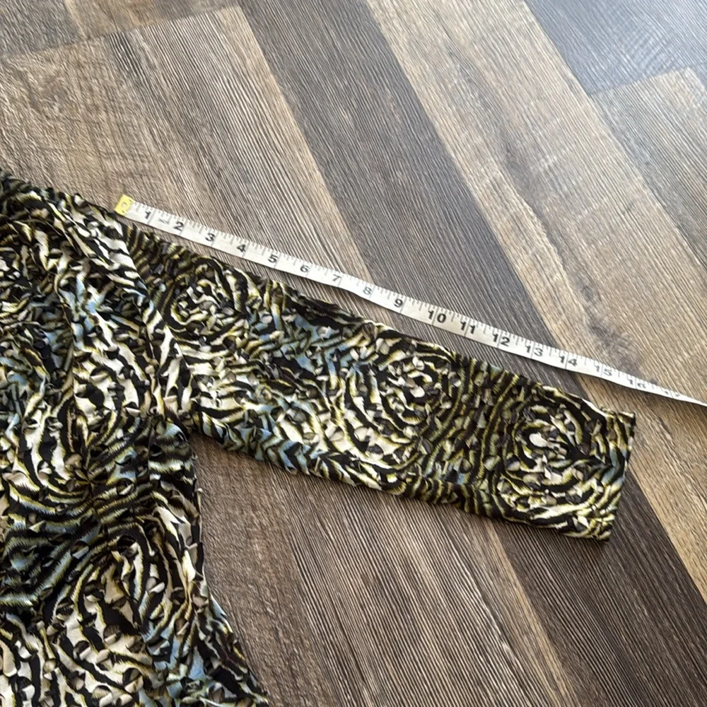 ALBERTO MAKALI Animal Print Eyelet Open Front Draped Cardigan Women Size Small - Picture 7 of 12